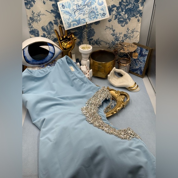 🆕 BRONX & BANCO 🧿 NWOT Camila Rhinestone Cutout Maxi, Powder Blue, Sz M US 6 - Picture 14 of 17